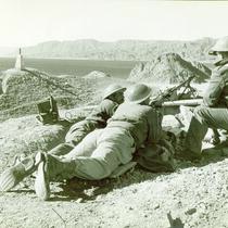 Unidentified soldiers stationed at Israel-Egypt Sinai Border, Red Sea, circa 1960