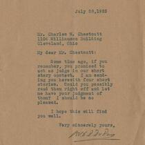 Letter from W.E.B. Du Bois to Charles Chesnutt