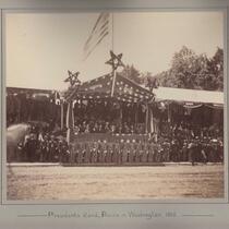 Presidents stand, Review in Washington, 1865.