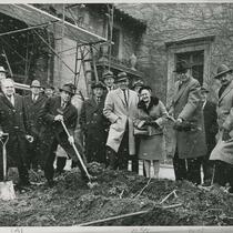 Frederick C. Crawford with shovel and others